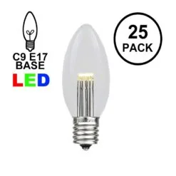 Warm White Smooth Glass C9 LED Bulbs - 25pk