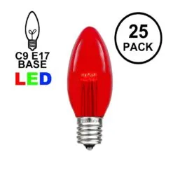 Red Smooth Glass C9 LED Bulbs - 25k