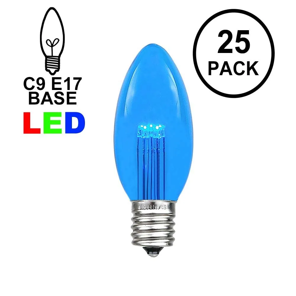 Blue Smooth Glass C9 LED Bulbs - 25pk 1 Blue Smooth Glass C9 LED Bulbs - 25pk