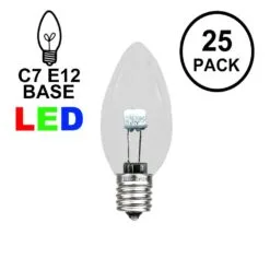 C7 - Pure White - Glass LED Replacement Bulbs - 25 Pack