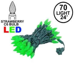 Green 70 LED C6 Strawberry Mini Lights Commercial Grade On Green Wire
