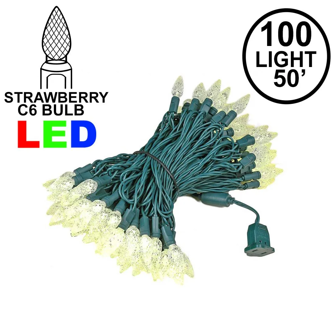 Warm White 100 LED C6 Strawberry Mini Lights Commercial Grade Green Wire 1 Warm White 100 LED C6 Strawberry Mini Lights Commercial Grade Green Wire
