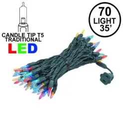 Holiday Lights Sales 34 70 Light Traditional T5 Multi LED Mini Lights Green Wire