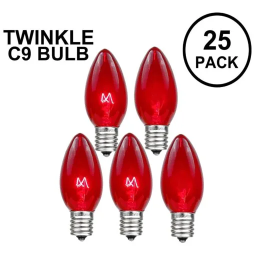 Red Twinkle C9 Bulbs 7 Watt Replacement Lamps 25 Pack 2 Red Twinkle C9 Bulbs 7 Watt Replacement Lamps 25 Pack -Holiday Lights Sales 0015402 red twinkle c9 bulbs 7 watt replacement lamps 25 pack