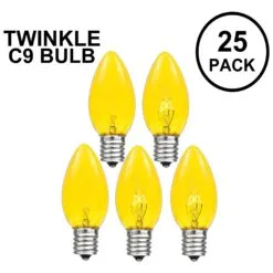 Holiday Lights Sales 11 Yellow Twinkle C9 Bulbs 7 Watt Replacement Lamps 25 Pack