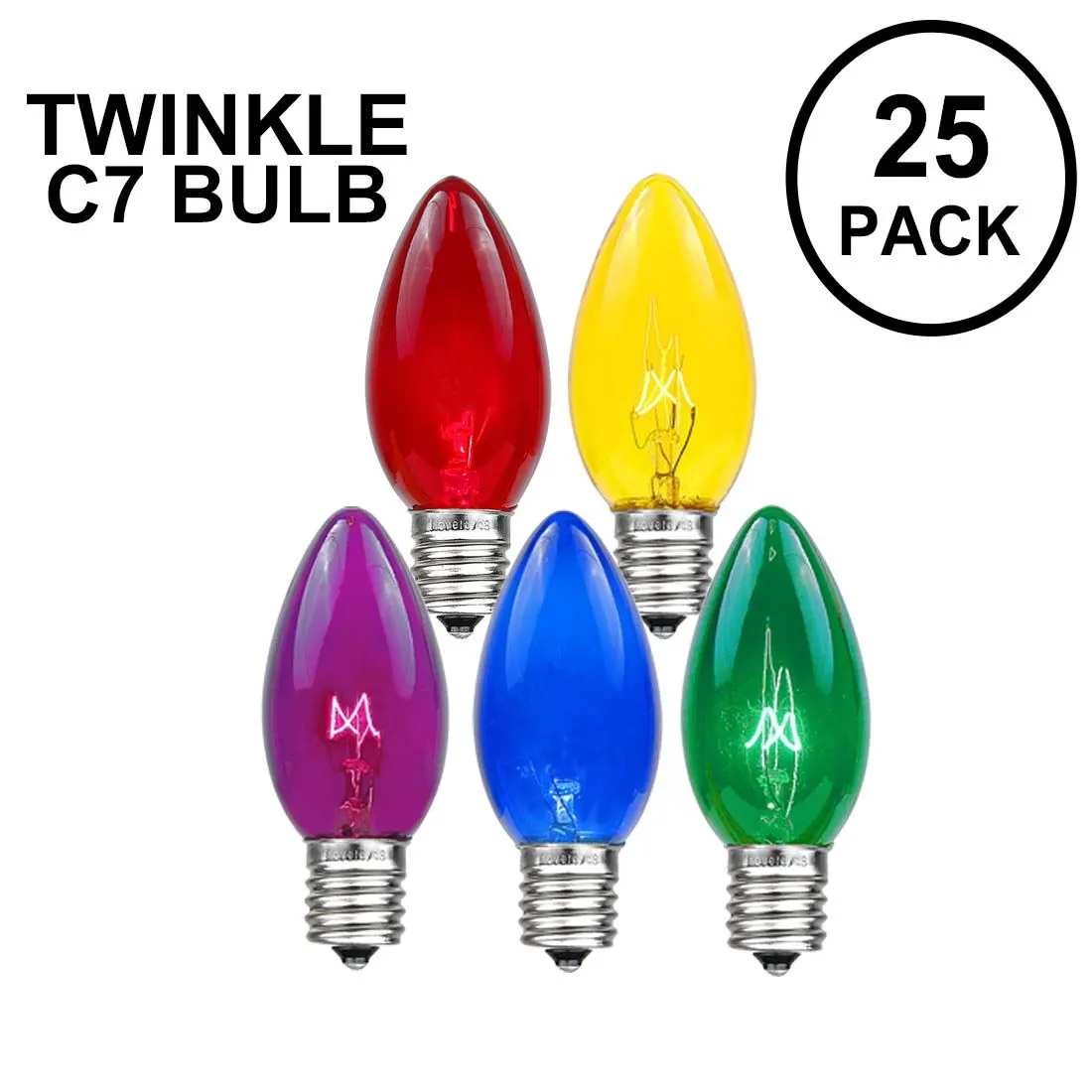 Assorted Twinkle C7 7 Watt Bulbs 25 Pack 1 Assorted Twinkle C7 7 Watt Bulbs 25 Pack
