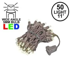 50 LED Warm White LED Christmas Lights 11' Long On Brown Wire