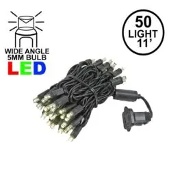 50 LED Warm White LED Christmas Lights 11' Long On Black Wire