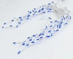 Blue 100 Light Icicle Lights White Wire Medium Drops 9 Blue 100 Light Icicle Lights White Wire Medium Drops -Holiday Lights Sales 0016433 blue 100 light icicle lights white wire medium drops
