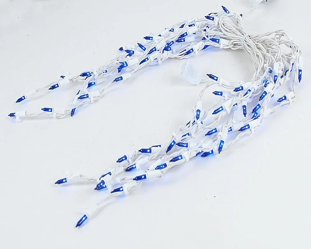 Blue 100 Light Icicle Lights White Wire Medium Drops 4 Blue 100 Light Icicle Lights White Wire Medium Drops - Image 4