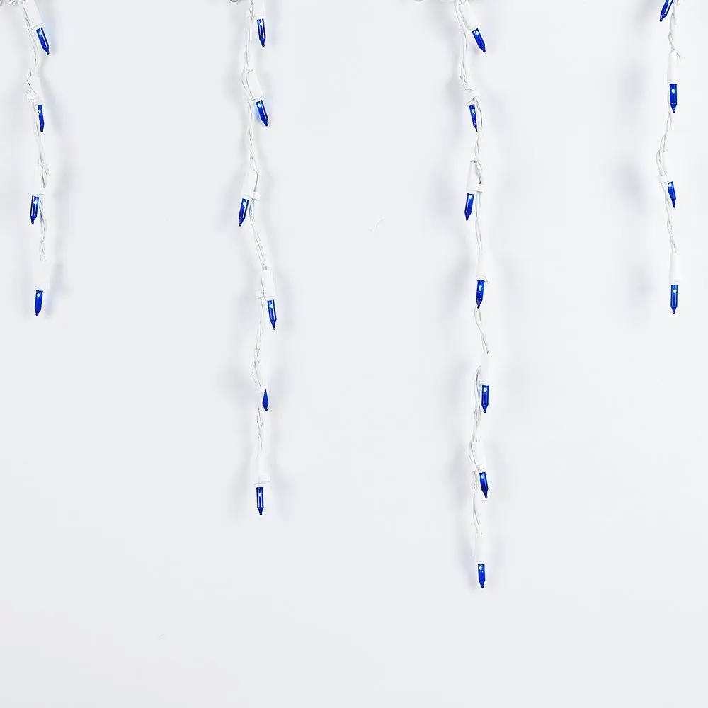 Blue 100 Light Icicle Lights White Wire Medium Drops 5 Blue 100 Light Icicle Lights White Wire Medium Drops - Image 5
