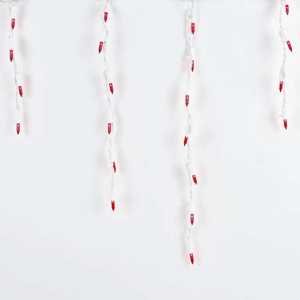 Red 100 Light Icicle Lights White Wire Medium Drops 5 Red 100 Light Icicle Lights White Wire Medium Drops - Image 5