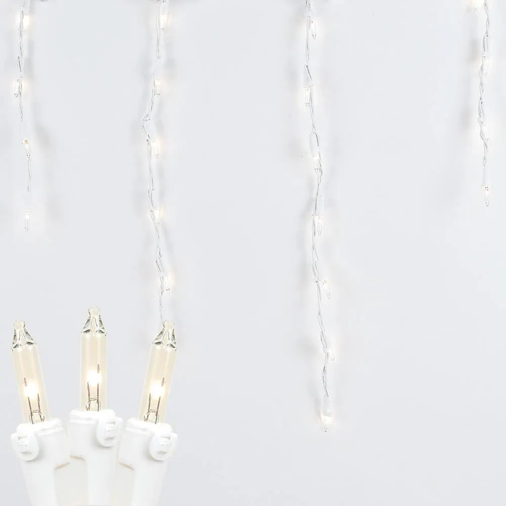 Clear 100 Light Icicle Lights White Wire Medium Drops 2 Clear 100 Light Icicle Lights White Wire Medium Drops - Image 2