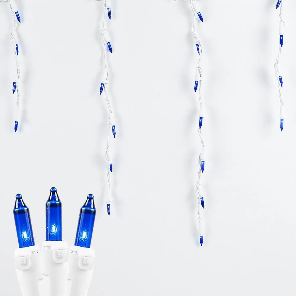 Blue 100 Light Icicle Lights White Wire Medium Drops 2 Blue 100 Light Icicle Lights White Wire Medium Drops - Image 2