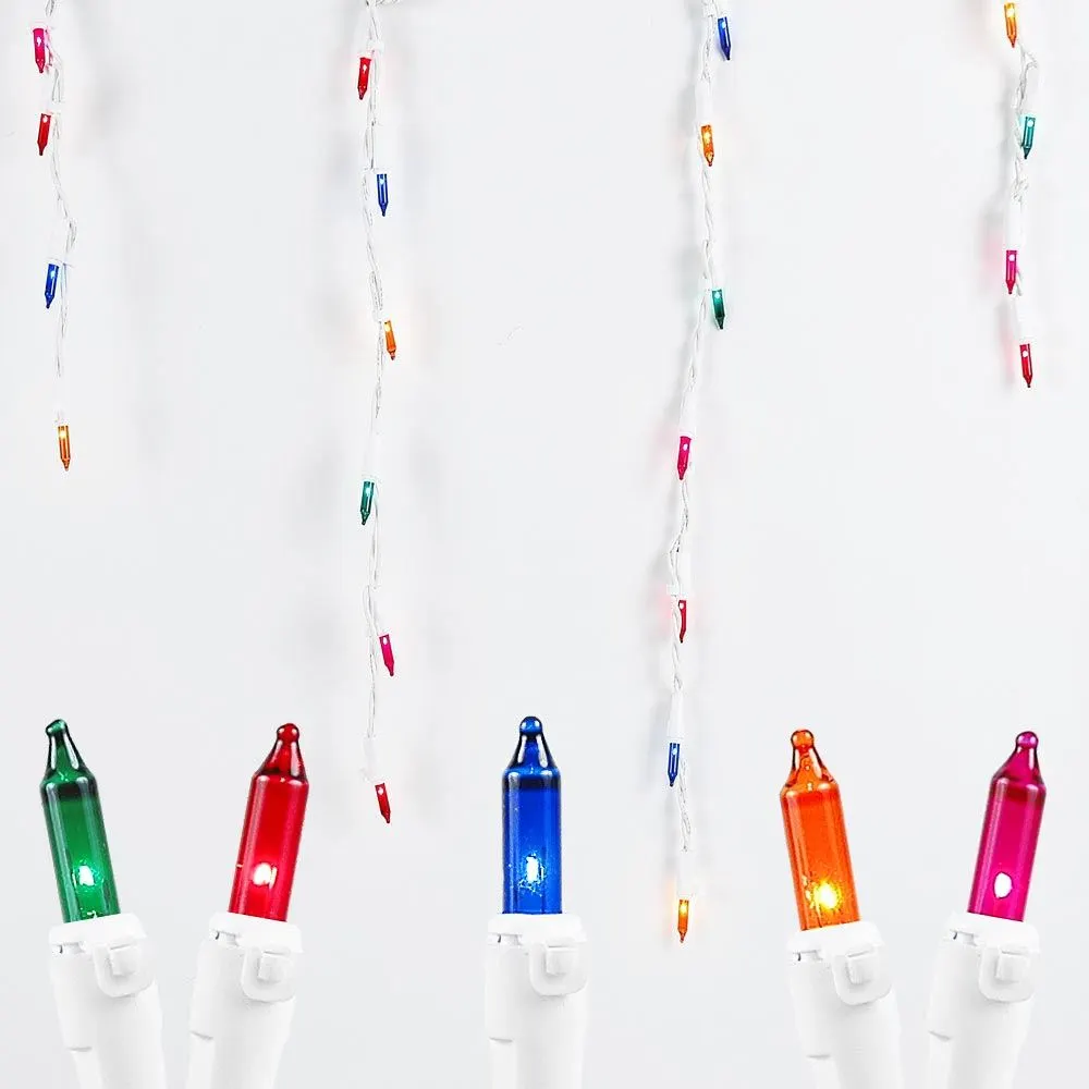 Multi 100 Light Icicle Lights White Wire Medium Drops 2 Multi 100 Light Icicle Lights White Wire Medium Drops - Image 2