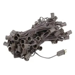 100 C9 Christmas Light Set - Red Bulbs - Brown Wire -Holiday Lights Sales 0017112 100 c9 christmas light set red bulbs brown wire