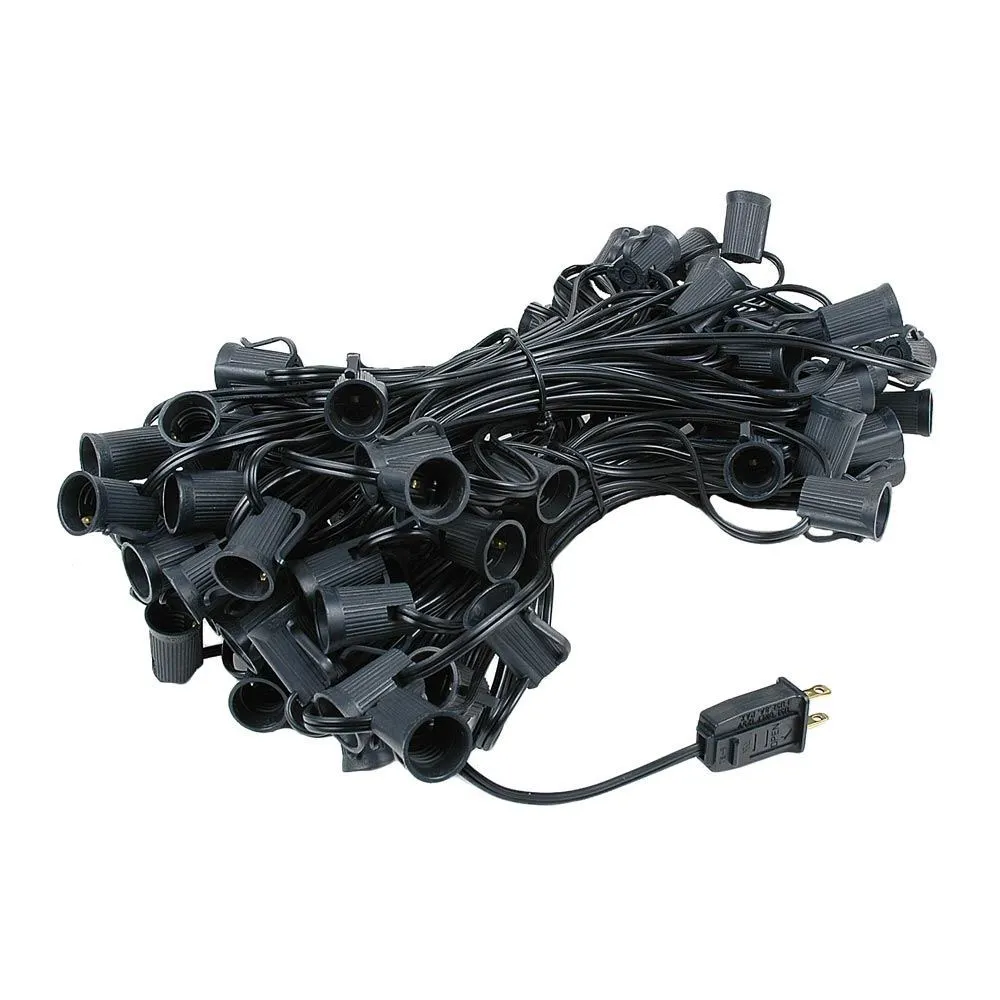 100 C9 Christmas Light Set - Clear Bulbs - Black Wire 3 100 C9 Christmas Light Set - Clear Bulbs - Black Wire - Image 3