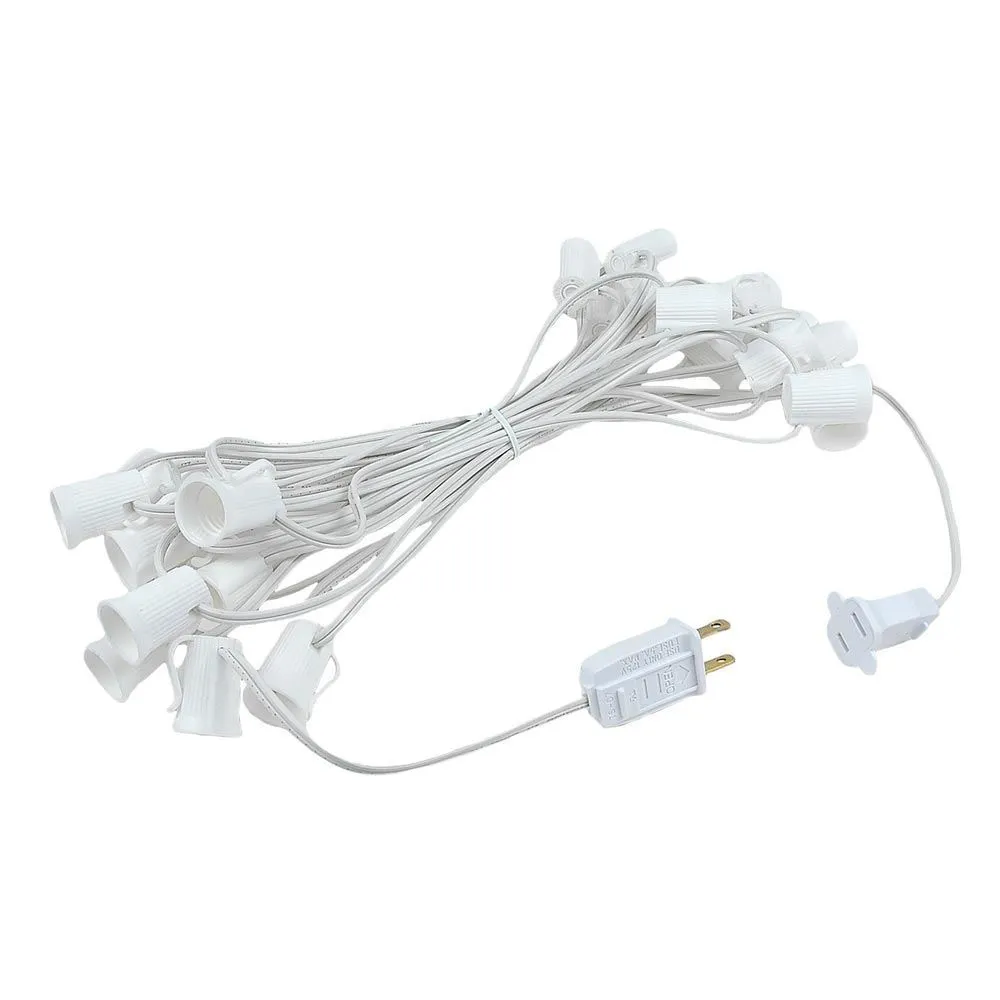 25 Light String Set With Pink LED C9 Bulbs On White Wire 3 25 Light String Set With Pink LED C9 Bulbs On White Wire - Image 3