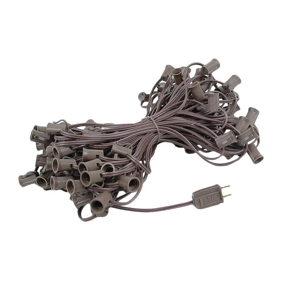 100 C7 String Light Set With Purple Bulbs On Brown Wire 4 100 C7 String Light Set With Purple Bulbs On Brown Wire - Image 4