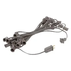 25 Light String Set With Pink LED C7 Bulbs On Brown Wire -Holiday Lights Sales 0018167 25 light string set with pink led c7 bulbs on brown wire