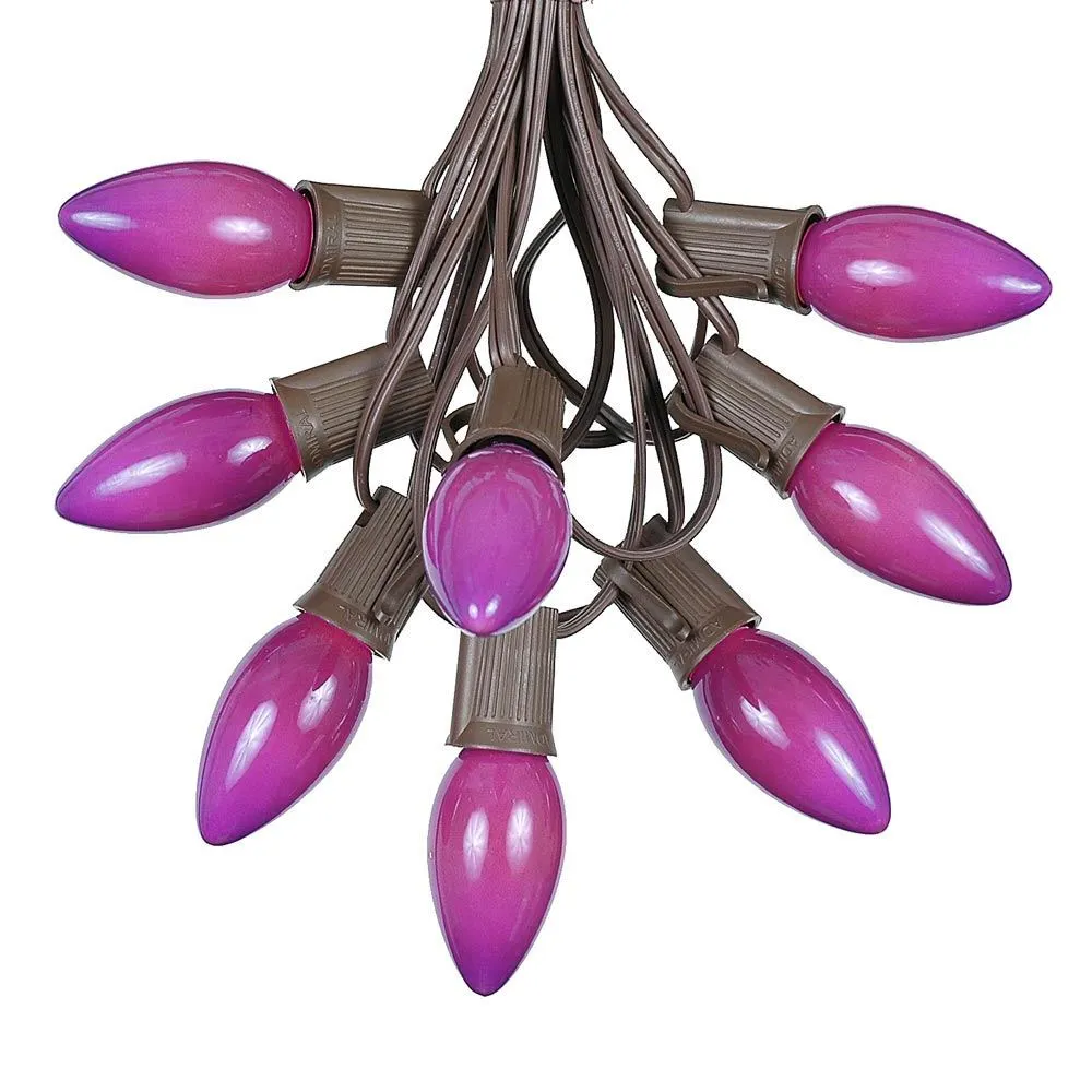 100 C9 Ceramic Christmas Light Set - Purple - Brown Wire 2 100 C9 Ceramic Christmas Light Set - Purple - Brown Wire - Image 2