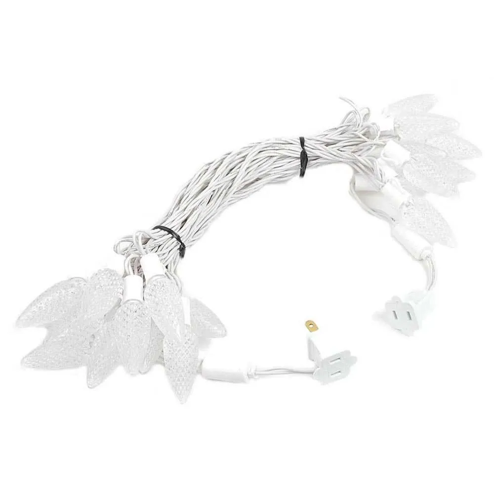 25 Warm White LED C9 Pre-Lamped String Lights On White Wire 2 25 Warm White LED C9 Pre-Lamped String Lights On White Wire - Image 2