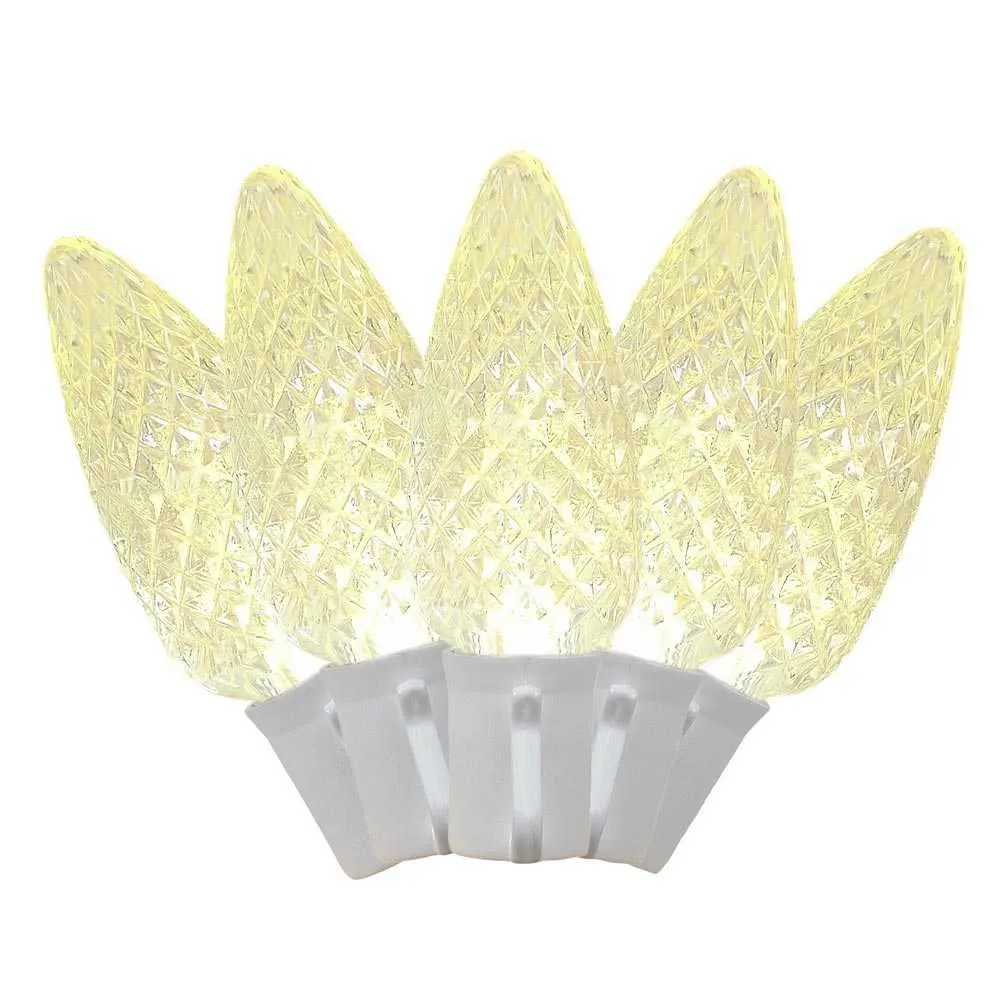 25 Warm White LED C9 Pre-Lamped String Lights On White Wire 4 25 Warm White LED C9 Pre-Lamped String Lights On White Wire - Image 4