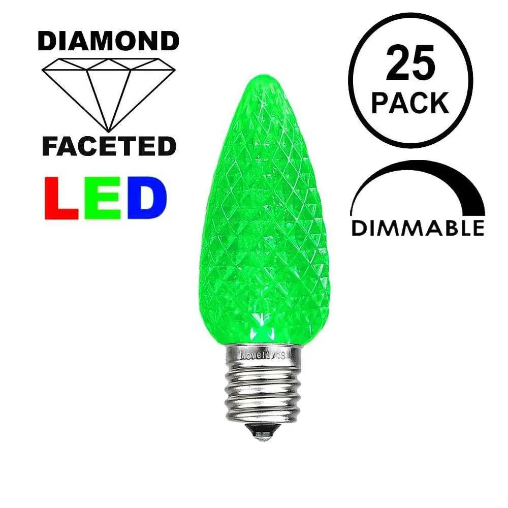 25 Light String Set With Green LED C9 Bulbs On White Wire 4 25 Light String Set With Green LED C9 Bulbs On White Wire - Image 4