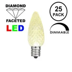 25 Light String Set With Warm White LED C7 Bulbs On Brown Wire -Holiday Lights Sales 0019600 25 light string set with warm white led c7 bulbs on brown wire