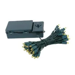 50 LED Battery Operated Lights Yellow On Green Wire -Holiday Lights Sales 0019816 50 led battery operated lights yellow on green wire
