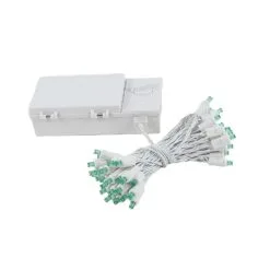 50 LED Battery Operated Lights Green On White Wire -Holiday Lights Sales 0019895 50 led battery operated lights green on white wire