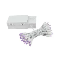 50 LED Battery Operated Lights Purple On White Wire -Holiday Lights Sales 0019902 50 led battery operated lights purple on white wire