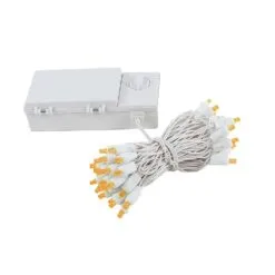 50 LED Battery Operated Lights Amber On White Wire -Holiday Lights Sales 0019912 50 led battery operated lights amber on white wire