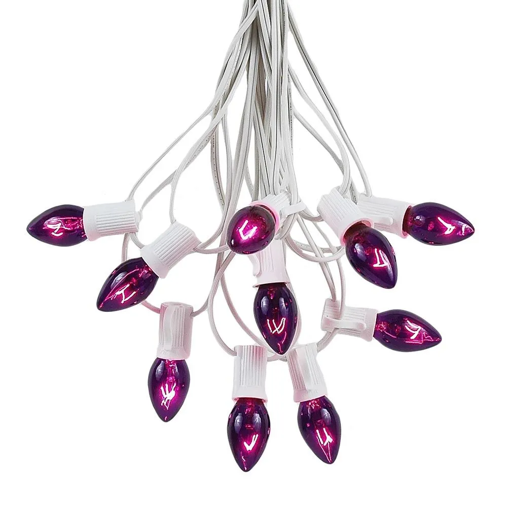 C7 25 Light String Set With Purple Twinkle Bulbs On White Wire 7 C7 25 Light String Set With Purple Twinkle Bulbs On White Wire - Image 7