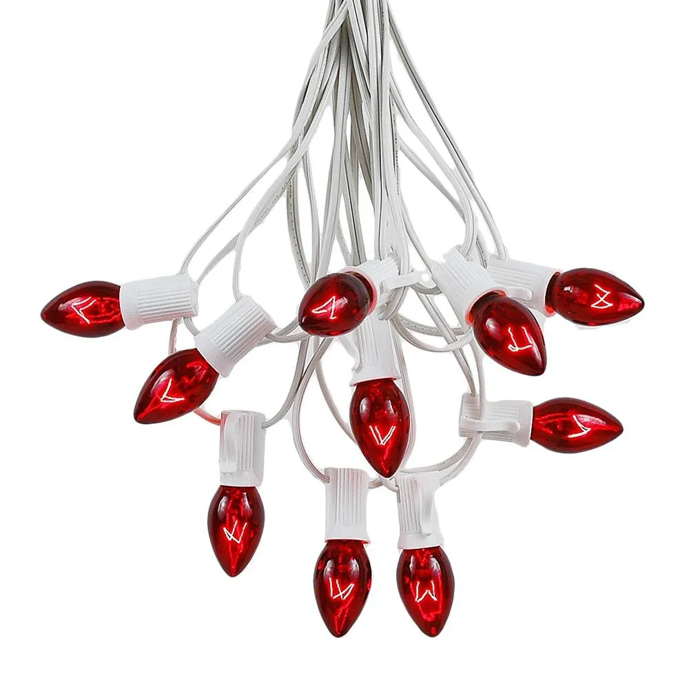 C7 25 Light String Set With Red Twinkle Bulbs On White Wire 7 C7 25 Light String Set With Red Twinkle Bulbs On White Wire - Image 7
