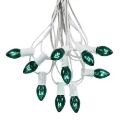 C7 25 Light String Set With Green Twinkle Bulbs On White Wire 13 C7 25 Light String Set With Green Twinkle Bulbs On White Wire -Holiday Lights Sales 0020236 c7 25 light string set with green twinkle bulbs on white wire
