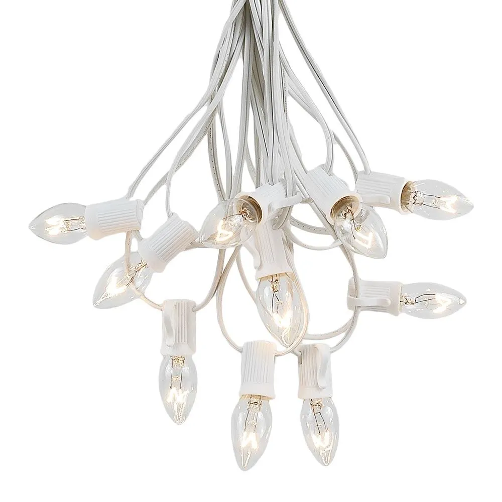 100 C7 String Light Set With Clear Bulbs On White Wire 2 100 C7 String Light Set With Clear Bulbs On White Wire - Image 2