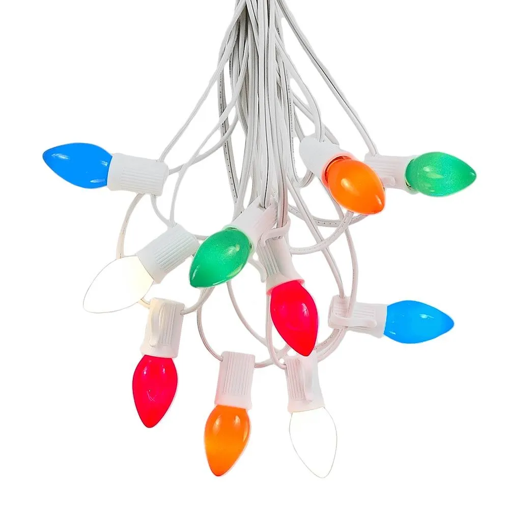 100 C7 String Light Set With Multi Colored Ceramic Bulbs On White Wire 2 100 C7 String Light Set With Multi Colored Ceramic Bulbs On White Wire - Image 2