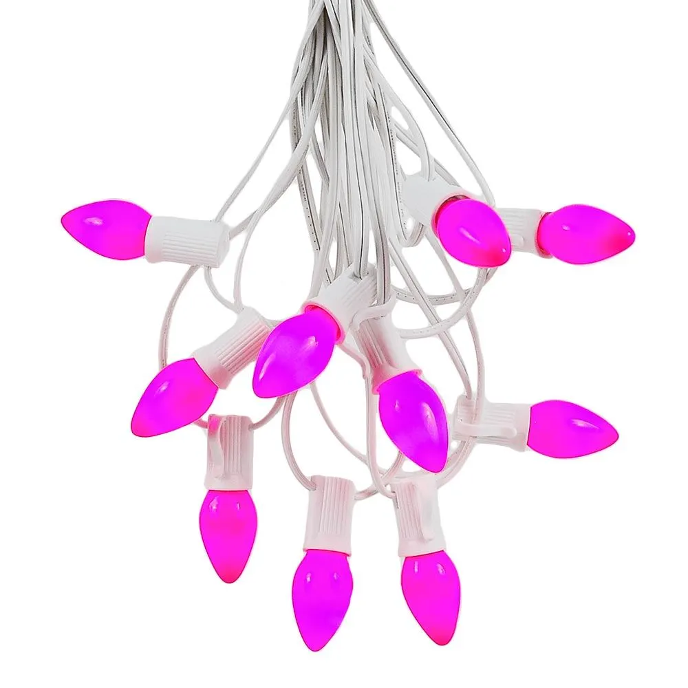100 C7 String Light Set With Purple Ceramic Bulbs On White Wire 2 100 C7 String Light Set With Purple Ceramic Bulbs On White Wire - Image 2