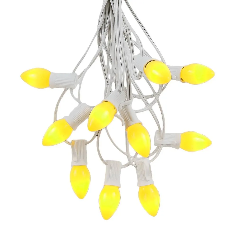 100 C7 String Light Set With Yellow Ceramic Bulbs On White Wire 2 100 C7 String Light Set With Yellow Ceramic Bulbs On White Wire - Image 2