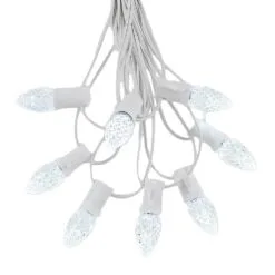 25 Light String Set With Pure White LED C7 Bulbs On White Wire 14 25 Light String Set With Pure White LED C7 Bulbs On White Wire -Holiday Lights Sales 0020408 25 light string set with pure white led c7 bulbs on white wire