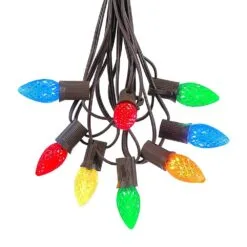 25 Light String Set With Multi Colored LED C7 Bulbs On Brown Wire 15 25 Light String Set With Multi Colored LED C7 Bulbs On Brown Wire -Holiday Lights Sales 0020433 25 light string set with multi colored led c7 bulbs on brown wire