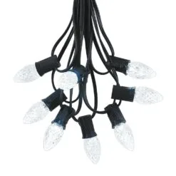 25 Light String Set With Pure White LED C7 Bulbs On Black Wire 14 25 Light String Set With Pure White LED C7 Bulbs On Black Wire -Holiday Lights Sales 0020470 25 light string set with pure white led c7 bulbs on black wire