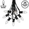 C7 25 Light String Set With Clear Twinkle Bulbs On Black Wire