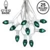 C7 25 Light String Set With Green Twinkle Bulbs On White Wire