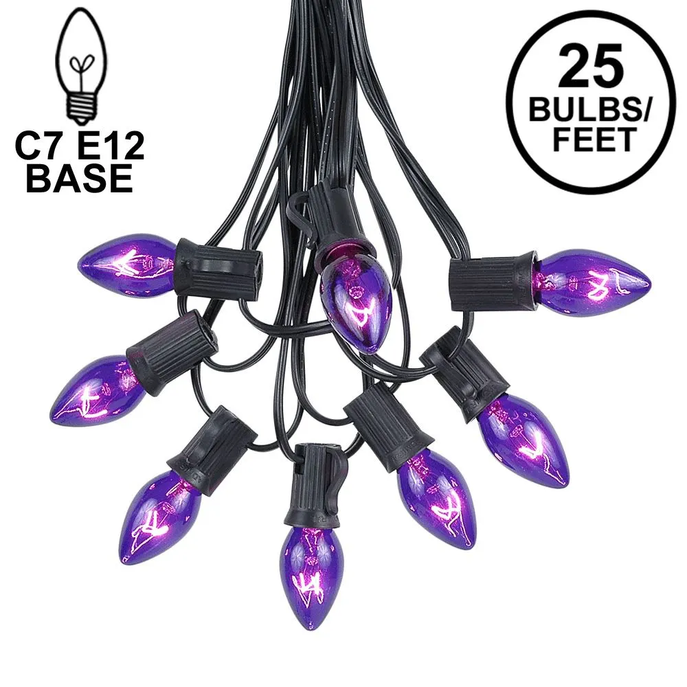 C7 25 Light String Set With Purple Twinkle Bulbs On Black Wire 1 C7 25 Light String Set With Purple Twinkle Bulbs On Black Wire