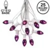 C7 25 Light String Set With Purple Twinkle Bulbs On White Wire