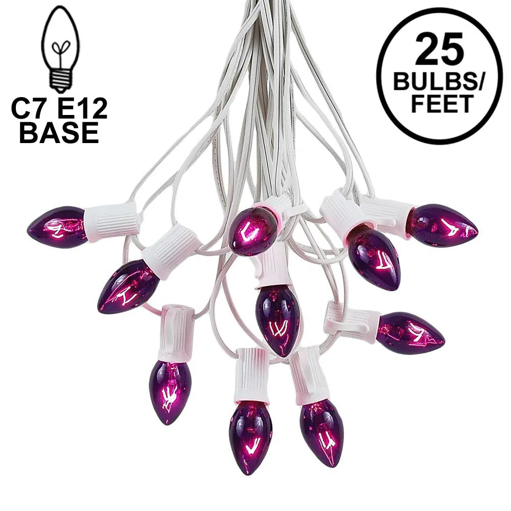 C7 25 Light String Set With Purple Twinkle Bulbs On White Wire 1 C7 25 Light String Set With Purple Twinkle Bulbs On White Wire