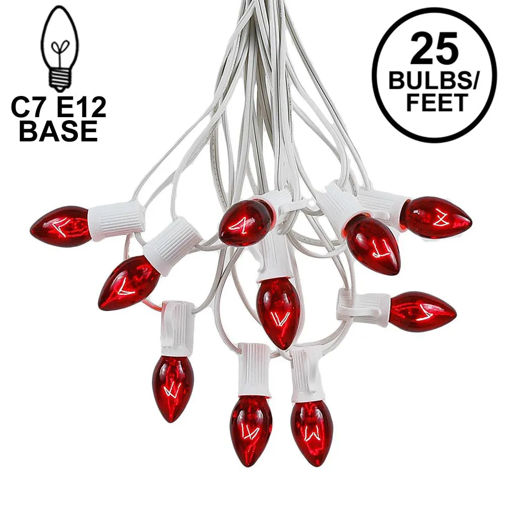 C7 25 Light String Set With Red Twinkle Bulbs On White Wire 1 C7 25 Light String Set With Red Twinkle Bulbs On White Wire