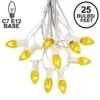 C7 25 Light String Set With Yellow Twinkle Bulbs On White Wire